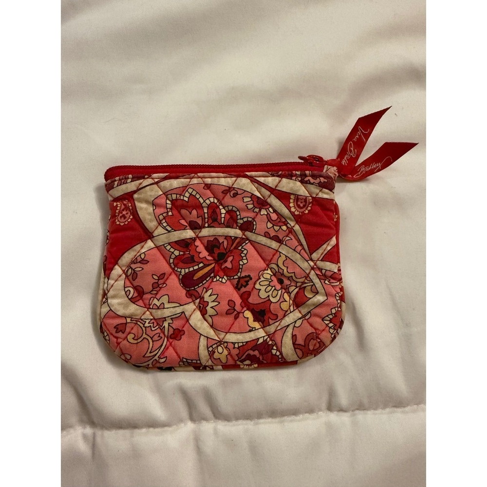 Vera Bradley Rosy Posies Floral Paisley Quilted Cotton Zip Coin Purse Wallet